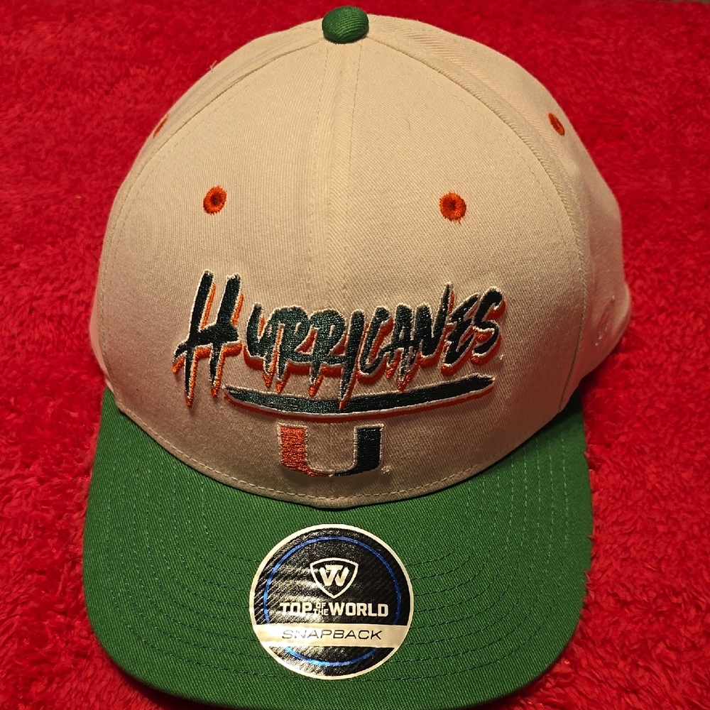Top of the World Hurricanes Snapback with Green Brim